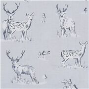 Tissu gris avec des cerfs et des champignons