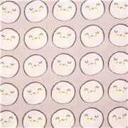 Tissu en coton gris pleine lune avec des visages souriants