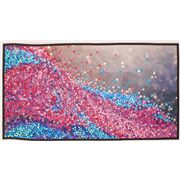Grauer Stoff mit blauen und rosa Konfetti USA