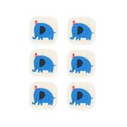 Patchs thermocollants carrés crème clair avec des éléphants bleus - 6 pièces
