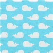 Tissu jersey Stof Fabrics bleu avec des mini-baleines