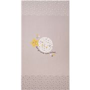 Tissu coton à panneaux gris lunes et étoiles phrases pour enfants