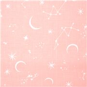Mond und Sterne rosa Baumwollstoff Astronomie Konstellation Lunar