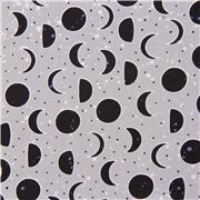 Tissu en coton gris phases de lune astronomie nuit céleste