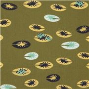 Tissu bio vert mousse avec des nénuphars jaune clair par birch USA coupon