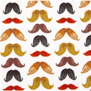 Tissu ultralarge minky fourrure blanc moustaches multicolores