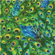 Tissu avec pleins de plumes de paon entassées