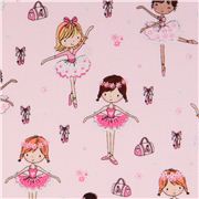 Tissu Timeless Treasures rose pâle à paillettes avec des danseuses de ballet