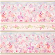 Tissu bandes et rayures pastel fées fleurs papillons et feuilles