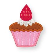 Patch thermocollant avec un cupcake rose avec une fraise, 1 pièce