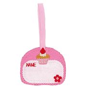 Parche termoadhesivo etiqueta para nombre rosa con cupcake y flor 1 unidad