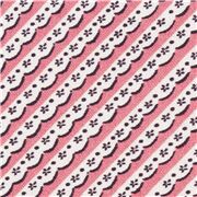 Tissu en coton à rayures roses en diagonale dentelle festonnée
