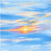 Tissu avec le ciel bleu et le soleil, Landscape Medley