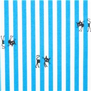 Tissu Oxford avec des petits chats et des rayures bleues, importé du Japon