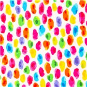 kleine dichte bunte Kleckse weißer Baumwollstoff