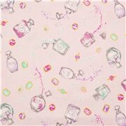 Tissu japonais en coton rose flacons de parfum éclaboussants pierres précieuses