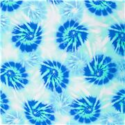 Tissu en coton batik sarong teinté avec des tourbillons ronds groovy bleus