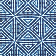 Tissu bleu avec des motifs géométriques triangulaires symétriques