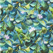 Stoff mit lila Blumen aus Wasserhyazinthe