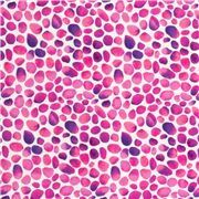 Weißer Baumwollstoff Aquarell meliert rosa lila Punkte