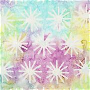 Tissu en coton batik encre paréo multicolore pastel teinté étoiles blanches