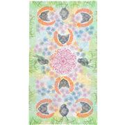 Tela blanca con gato hoja flor colores Lucy and Ollie Digital