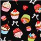 Japanese Cosmo fabric cupcakes macaroons black 1