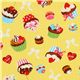 Japanese Cosmo fabric cupcakes macaroons yellow 1