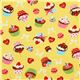 Japanese Cosmo fabric cupcakes macaroons yellow 2