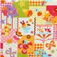 Japanese Cosmo fabric kawaii deer bear elephant orange 1