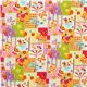 Japanese Cosmo fabric kawaii deer bear elephant orange 2