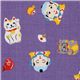 Japanese Cosmo fabric lucky cat Maneki Neko purple 1