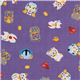 Japanese Cosmo fabric lucky cat Maneki Neko purple 2