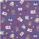 Japanese Cosmo fabric lucky cat Maneki Neko purple 3