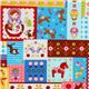 Japanese Cosmo fabric matryoshka kawaii animals blue 1