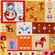 Japanese Cosmo fabric matryoshka kawaii animals orange 1