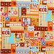 Japanese Cosmo fabric matryoshka kawaii animals orange 2