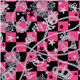 Japanese Cosmo pink checkered fabric glitter skull 1