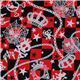 japanischer Cosmo rot karierter Stoff Glitzer Totenkopf 1