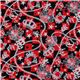 japanischer Cosmo rot karierter Stoff Glitzer Totenkopf 2