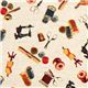 Kokka Canvas fabric with sewing machine du Japon1