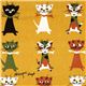 Michael Miller Stoff Contented Cats mit bunten Katzen 1