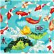 Michael Miller fabric Koi fish lotus flower wave 1