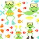 Michael Miller Stoff tauchender Frosch mit Fischen 1