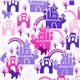 Michael Miller fabric fairy tale castle unicorn rainbow 1