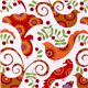 Michael Miller fabric orange Pretty Bird doves 1