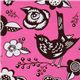 Michael Miller fabric pink Woodcut Garden Paula Prass 1