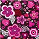 Michael Miller Blumen Stoff pink-rote Blten Sylvia 1