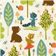 Riley Blake animal fabric with owl racoon bear tree 1