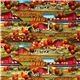 animal fabric with farm chicken cow Robert Kaufman 2